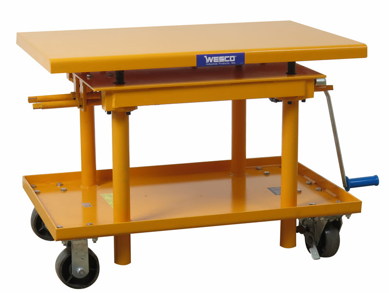 Wesco HCLT Precision Lift Table, 24" x 36" Platform, 42" Raised, 24" Lowered, Cast Iron Caster (HCLT-2436-CI) - view 1