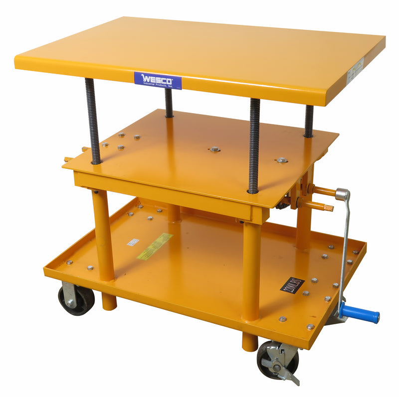 Wesco HCLT Precision Lift Table, 24" x 36" Platform, 42" Raised, 24" Lowered, Cast Iron Caster (HCLT-2436-CI) - view 2