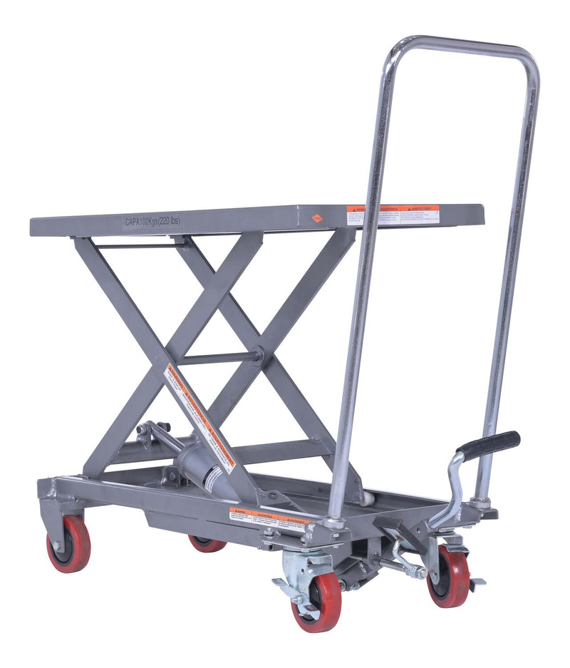 Vestil CART-200-ALUM Aluminum Hydraulic Elevating Cart with Foot Pump 15-3/4 In. x 27 In. 220 Lb. Capacity Silver - view 4