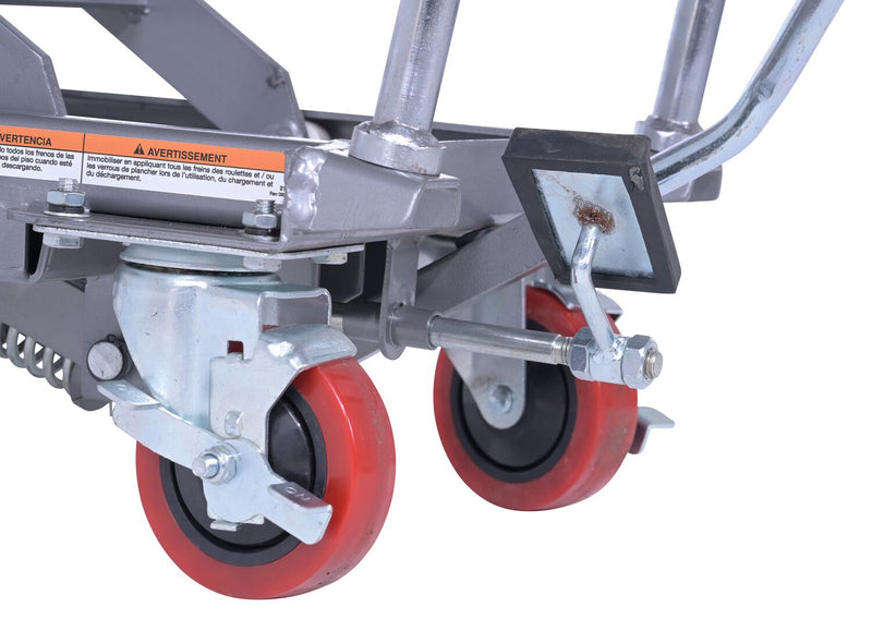Vestil CART-200-ALUM Aluminum Hydraulic Elevating Cart with Foot Pump 15-3/4 In. x 27 In. 220 Lb. Capacity Silver - view 10