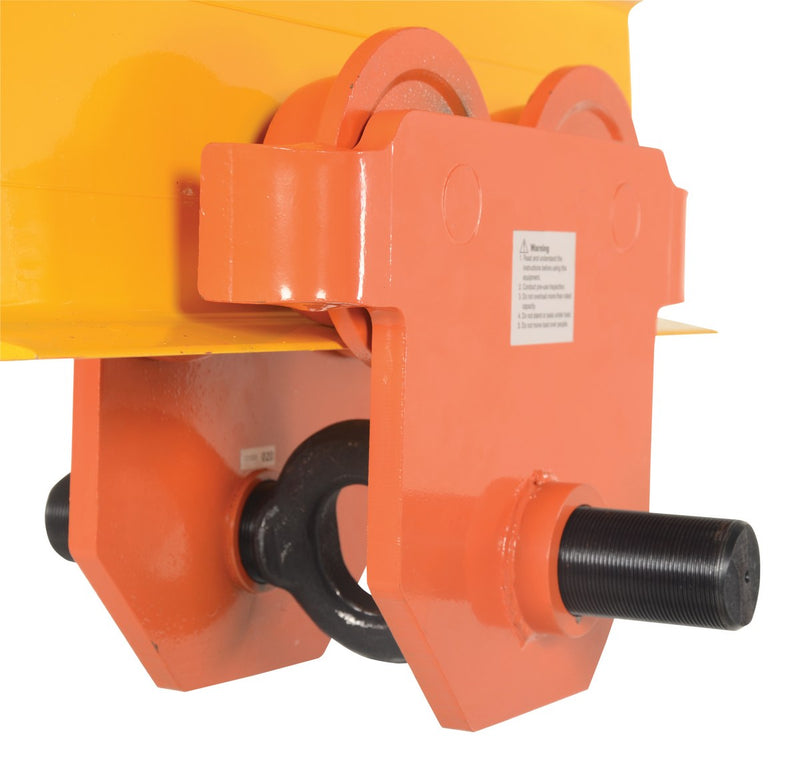 Vestil E-MT-10 Steel Push Eye Manual Trolley 10000 Lb. Capacity Orange - view 5