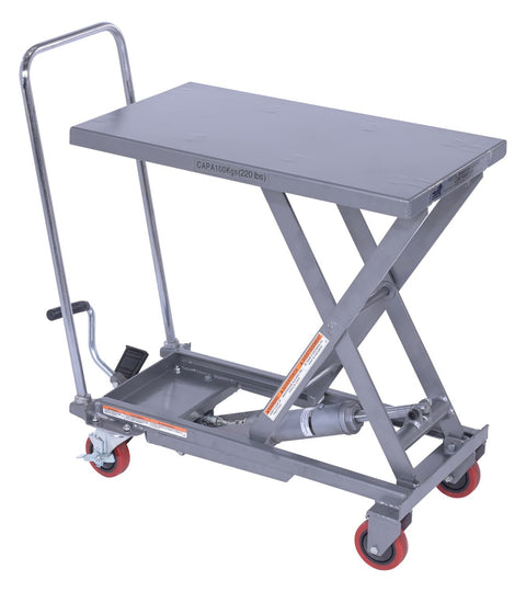 Vestil CART-200-ALUM Aluminum Hydraulic Elevating Cart with Foot Pump 15-3/4 In. x 27 In. 220 Lb. Capacity Silver - view 1