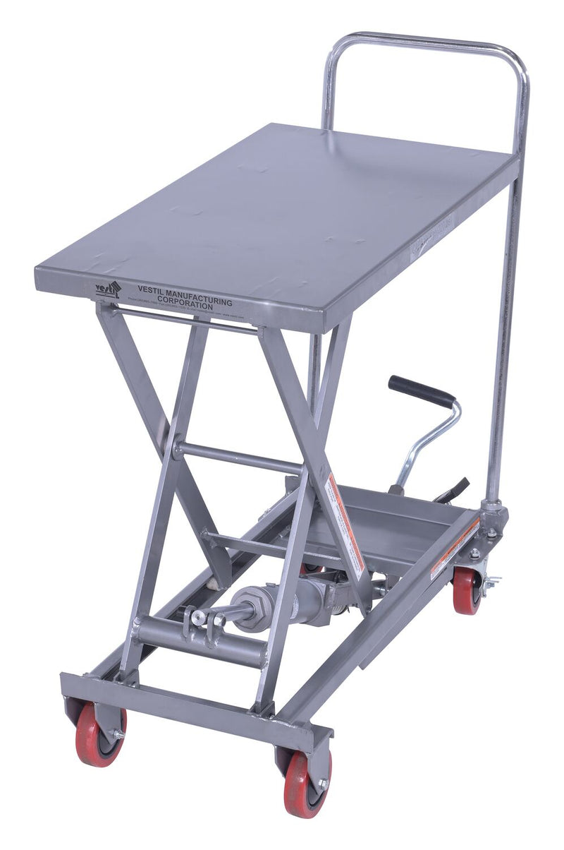 Vestil CART-200-ALUM Aluminum Hydraulic Elevating Cart with Foot Pump 15-3/4 In. x 27 In. 220 Lb. Capacity Silver - view 2