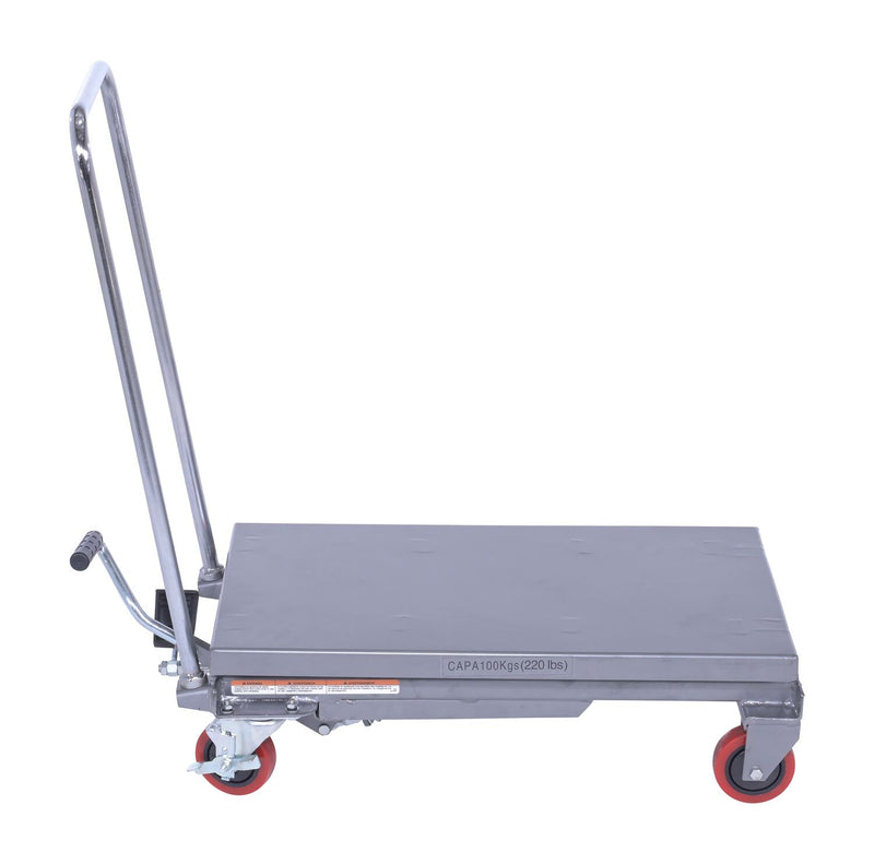 Vestil CART-200-ALUM Aluminum Hydraulic Elevating Cart with Foot Pump 15-3/4 In. x 27 In. 220 Lb. Capacity Silver - view 6