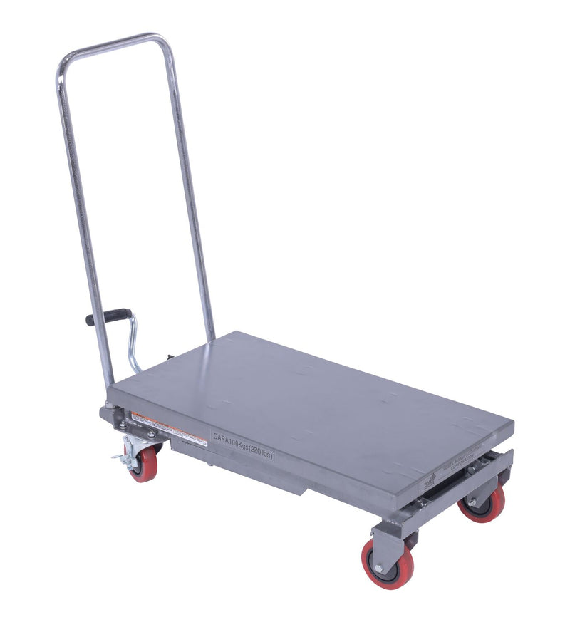 Vestil CART-200-ALUM Aluminum Hydraulic Elevating Cart with Foot Pump 15-3/4 In. x 27 In. 220 Lb. Capacity Silver - view 7